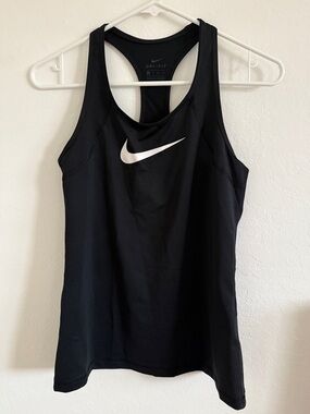 Nike Black Racerback Dri-FIT Tank with White Swoosh